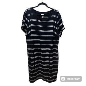 2X Modal Blend Pajama Dress Loungewear Casual Midi Stripes Contemporary Comfy